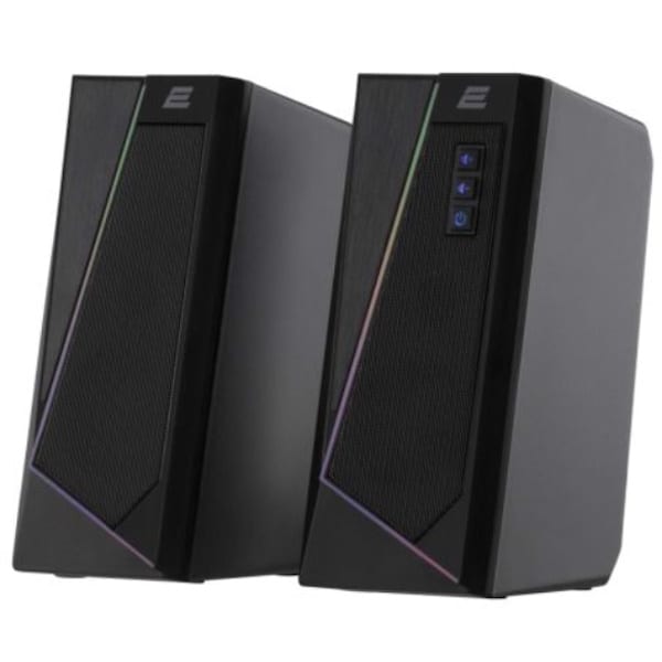 Акустическая система, Колонки компьютерные проводные / Multimedia speaker 2E PCS233 RGB, 2.0, USB, Black