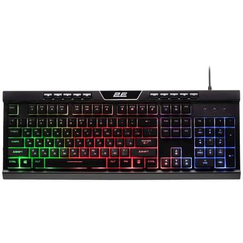 Klaviatura membranali 2E GAMING KG300 114key, USB-A, EN/RU, LED, qora